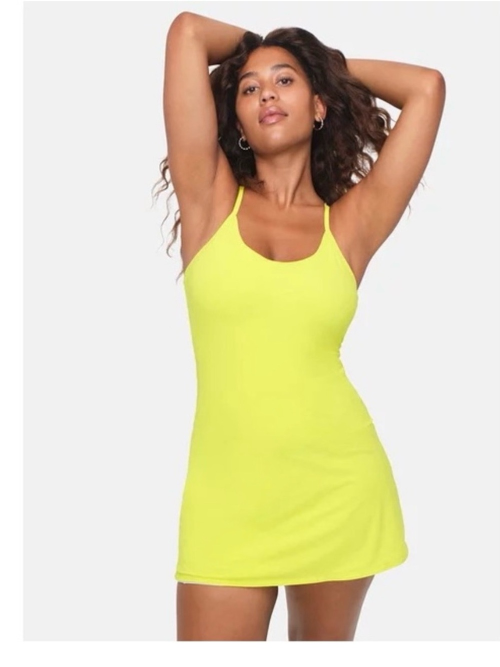 Outdoor Voices Neon Yellow Spaghetti-Strap Mini Dress